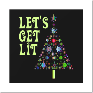 Let's Get Lit Funny Christmas Posters and Art